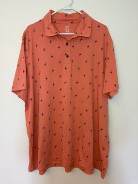 George Polo Shirt Mens 3XL Coral Flamingo Print Short Sleeve